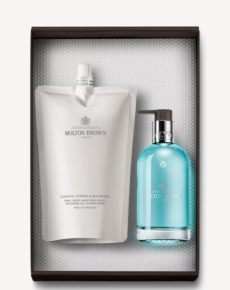 Molton Brown Coastal Cypress & Sea Fennel Hand Wash Refill Bottle Gift Set