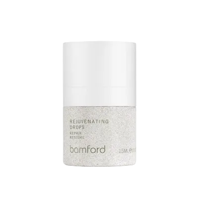 Bamford skincare product with white cap and gray body on a white background